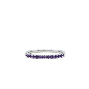 14k White Gold Amethyst Birthstone Stacker Band