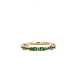14k Yellow Gold Emerald Birthstone Stacker Band