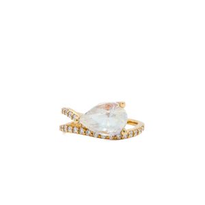 14k Yellow Gold Moonstone and Diamond Wrap Ring