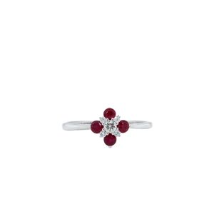 14k White Gold Ruby and Diamond Ring