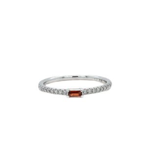 10k White Gold Garnet and Diamond Stacker Band