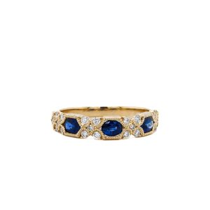 14k Yellow Gold Sapphire and Diamond Ring