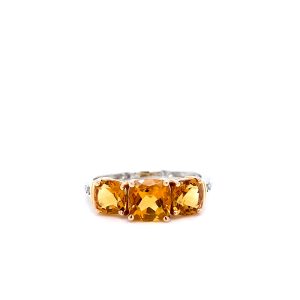 14k Two Tone Gold Citrine and Diamond Ring