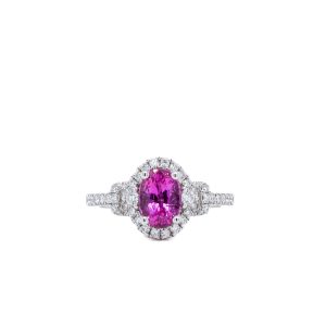 18k White Gold Pink Sapphire and Diamond Ring