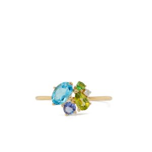 14k Yellow Gold Multi-Color Gemstone Ring