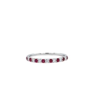 14k White Gold Ruby and Diamond Band