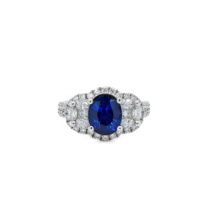 Platinum Sapphire and Diamond Ring