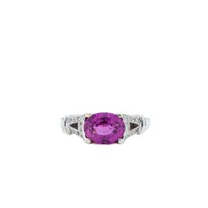 18k White Gold Pink Sapphire and Diamond Ring