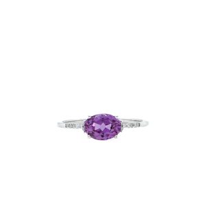 14k White Gold Lab Grown Alexandrite and Diamond Ring