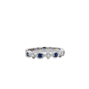 14k White Gold Sapphire and Diamond Band