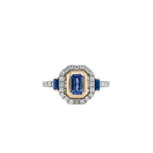 14k Two Tong Gold Sapphire and Diamond Ring
