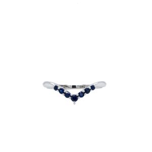 14k White Gold Sapphire V Band