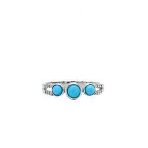 14k White Gold Turquoise and Diamond Ring