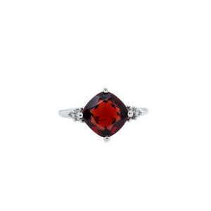 14k White Gold Garnet and Diamond Ring