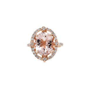 14k Rose Gold Morganite and Diamond Ring