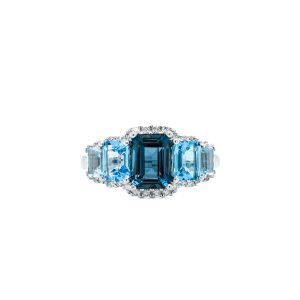 14k White Gold Blue Topaz Ring