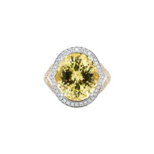 18k Two Tone Gold Danburite and Diamond Ring
