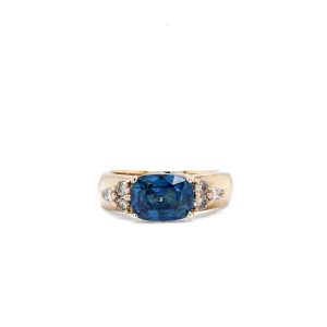 14k Yellow Gold Color-Change Zircon and Diamond Ring