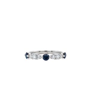 14k White Gold Sapphire and Diamond Band
