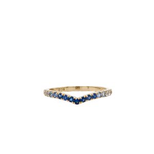 14k Yellow Gold Sapphire Ombre Contour Band
