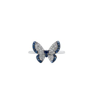 14k White Gold Sapphire and Diamond Butterfly Ring