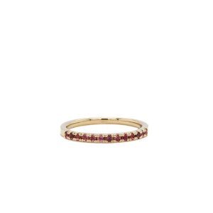 14k Yellow Gold Pink Tourmaline Birthstone Band