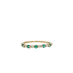 10k Yellow Gold Lab Grown Emerald and Diamond Band