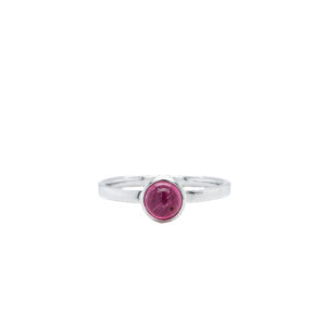 14k White Gold Pink Sapphire Cabochon Bezel Ring