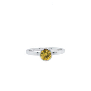 14k White Gold Yellow Sapphire Bezel Ring