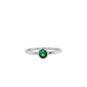 14k White Gold Green Sapphire Bezel Ring