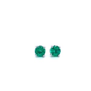 14k White Gold Emerald Birthstone Stud Earrings 4mm