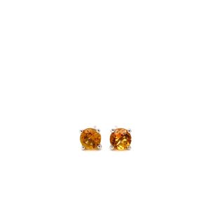 14k White Gold Citrine Birthstone Stud Earrings 4mm