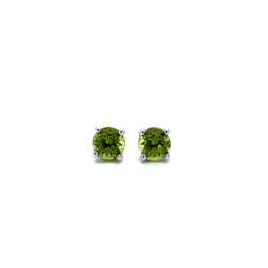 14k White Gold Peridot Birthstone Stud Earrings 4mm