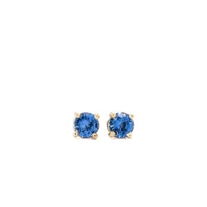 14k Yellow Gold Light Blue Sapphire Stud Earrings