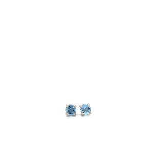 14k White Gold Aquamarine Birthstone Stud Earrings 3mm