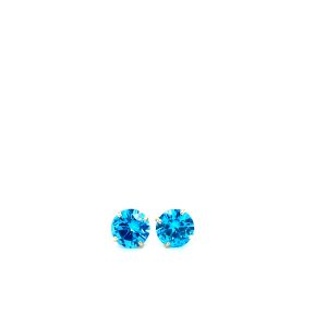 10k Yellow Gold Imitation Blue Topaz Birthstone Stud Earrings