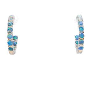 14k White Gold Opal Inside-Out "J" Earrings