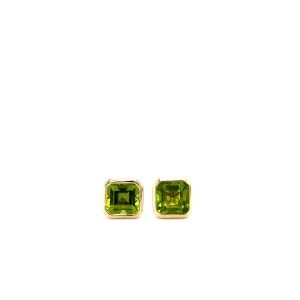 14k Yellow Gold Peridot Bezel Stud Earrings