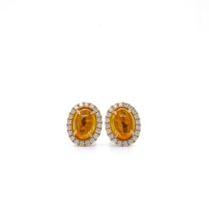 14k Yellow Gold Yellow Sapphire and Diamond Stud Earrings
