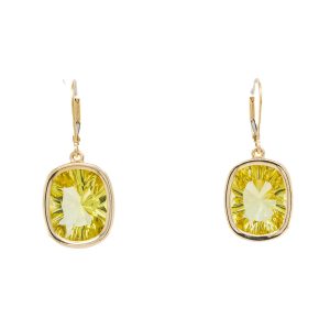 14k Yellow Gold Lemon Quartz Dangle Earrings