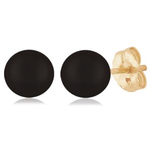 14k Yellow Gold Onyx Stud Earrings