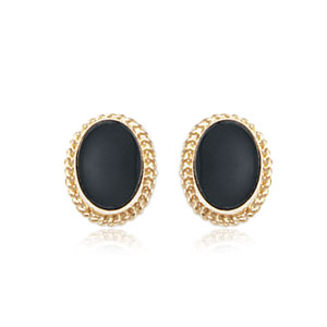 14k Yellow Gold Onyx Stud Earrings