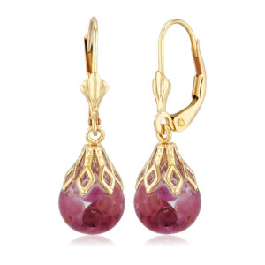 14k Yellow Gold Floating Ruby Earrings