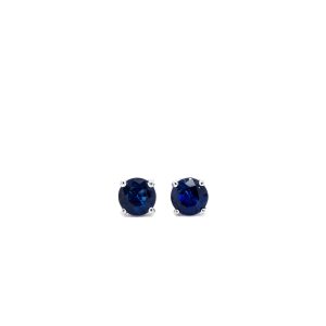 14k White Gold Sapphire Birthstone Stud Earrings 4mm