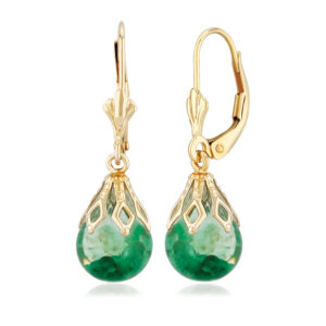 14k Yellow Gold Floating Emerald Earrings