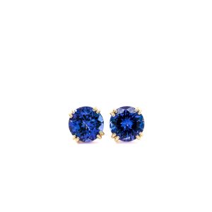 14k Yellow Gold Tanzanite Stud Earrings