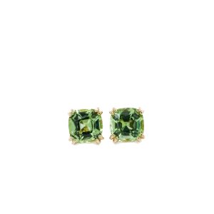 14k Yellow Gold Peridot Cushion Stud Earrings