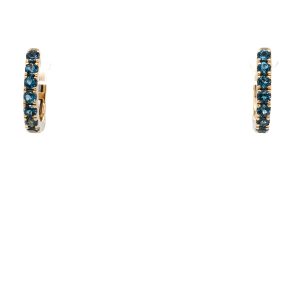 14k Yellow Gold London Blue Topaz Huggie Earrings
