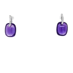 10k White Gold Amethyst and Diamond Earrings