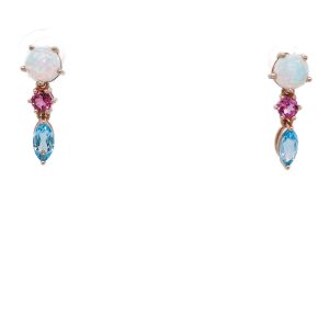10k Rose Gold Multi-Gemstone Dangle Earrings